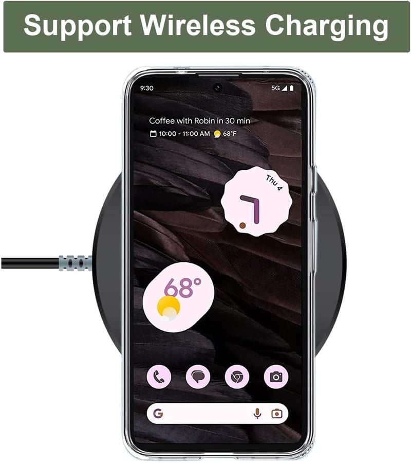 Unov Átlátszó Tok Google Pixel 7a Telefonhoz - Vékony TPU Védőtok Dombornyomott Hegyi Mintával, Ütésálló, Vezeték Nélküli Töltéssel Kompatib