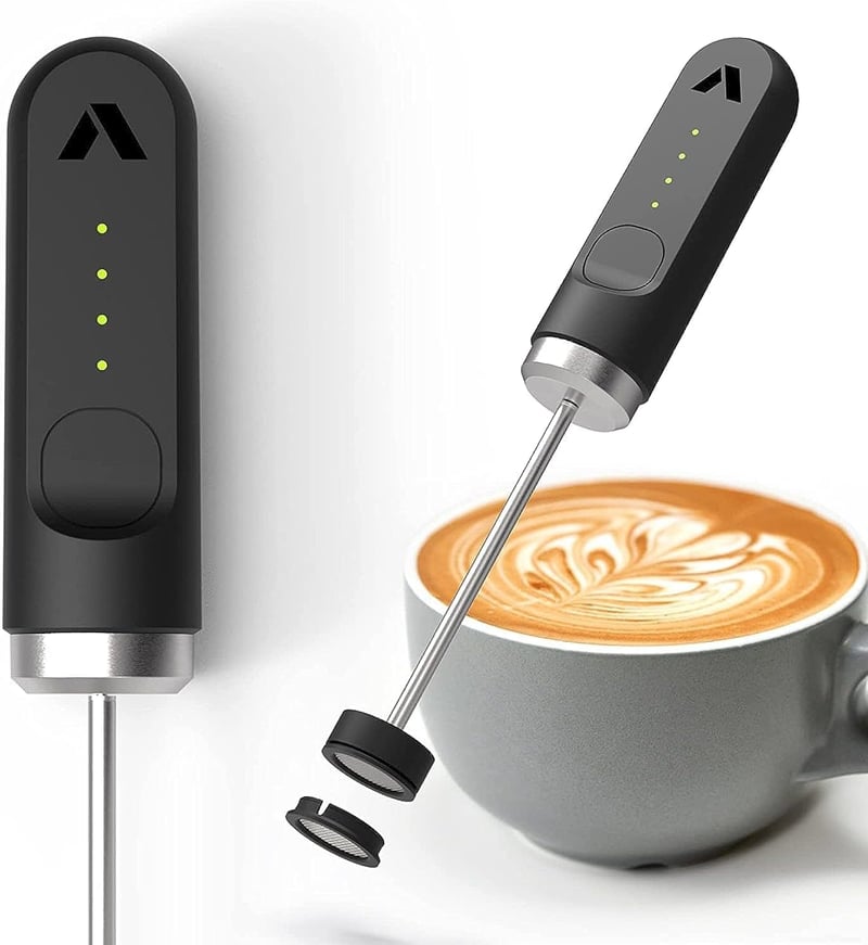 Subminimal NanoFoamer Lítium Tejhabosító | Újratölthető Kézi Barista Minőségű Tejhabosító Cappuccino és Latte Készítéséhez | 2 Sebességes Fe
