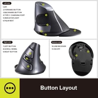 DeLUX M618G GX ergonomikus vezeték nélküli függőleges egér, csuklótámasszal, karpális alagút szindrómára 5