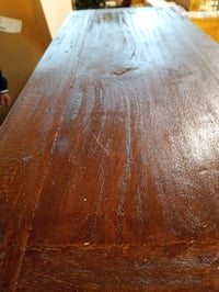 vidaXL tömör mahagóni komód 75x30x65 cm, 2 ajtóval és 2 fiókkal, rusztikus fa tárolószekrény — tetején karc (állapot: lásd a 2. képet) 2