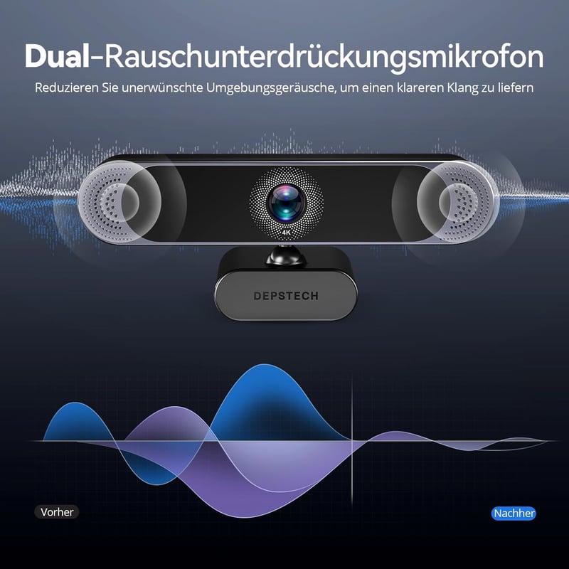 DEPSTECH DW49 Pro 4K Webkamera Távirányítóval - Ultra HD Felbontás, Windows és Mac Kompatibilis, Asztali Videóhívásokhoz