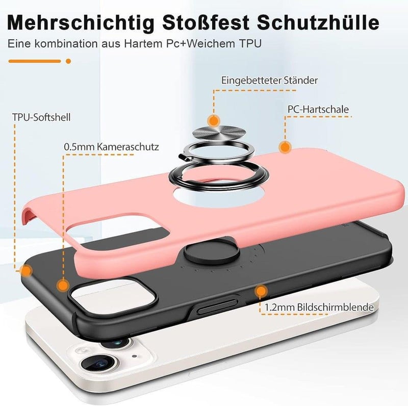Apple iPhone 13 Rózsaszín Mágneses Gyűrűs Szilikon Védőtok