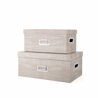 Súprava úložných boxov s vekom Hollyone, 2 ks (2 menšie boxy), kartónové, stohovateľné, dekoratívne úložné boxy s úchytkami, vzor dreva, do domácnosti 2