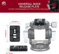 EVUMO Dupla Panoráma Állványfej - 360° Forgó Videófej Kamerákhoz, 8 kg Teherbírás, Arca-Swiss Kompatibilis, DSLR, Okostelefon, Alumínium, 52 4