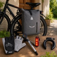 Pachet Aventură Urbană: mănuși + pompă suspensie + stop cu frână + geantă impermeabilă + antifurt 1