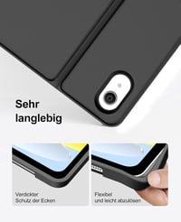 SENGBIRCH Bluetooth Billentyűzetes Tok iPad 10/11 Generációhoz - Levehető QWERTZ Német Billentyűzet, Tolltartóval, Fekete 7