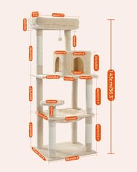 PAWZ Road 143cm-es Luxus Macskabútor Fémhálós Függőággyal és 2 Odúval 2