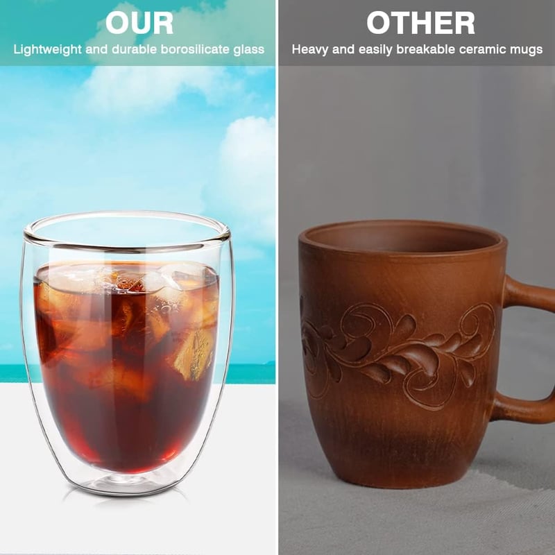 LOMUG hőszigetelt latte macchiato pohár szett 350ml, kanállal és fedéllel