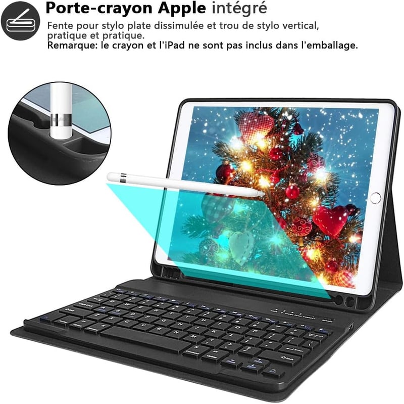iPad billentyűzetes tok AZERTY kiosztással - Bluetooth, 2018-2020 modellek, Pro 10.5, Air 3