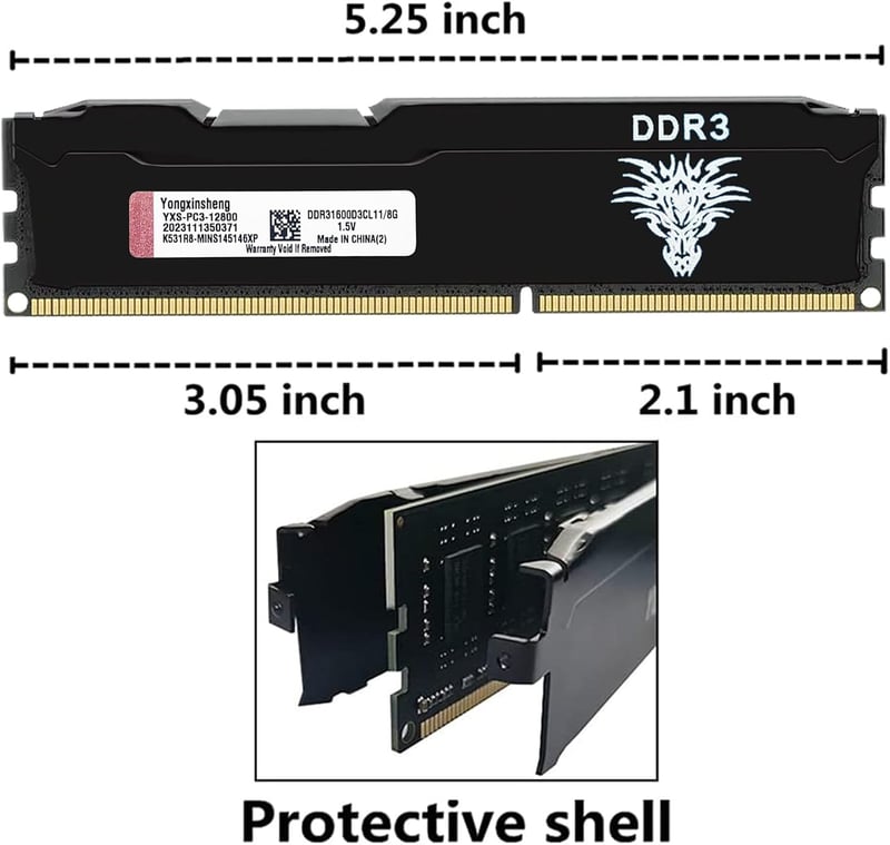 Yongxinsheng DDR3 16GB (2x8GB) 1600MHz PC3-12800 Asztali RAM Memória