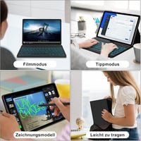 FOGARI Bluetooth Billentyűzet Tok Samsung Galaxy Tab S7/S8 11" Tablethez - Német QWERTZ, Háttérvilágítás, Levehető, Fekete 3