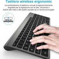 Olasz QWERTY vezeték nélküli billentyűzet és egér szett, ergonomikus, Windows/PC/Laptop 3