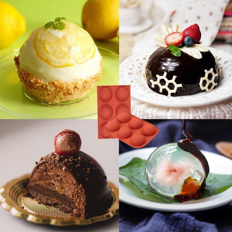 Tégla Piros Félkör Szilikon Sütőforma 6 Lyukkal - Puding, Csokoládé, Tortadísz