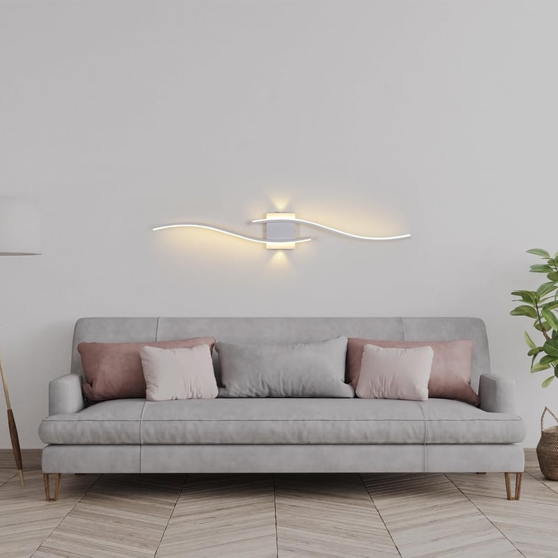 minifair 120 cm Modern Fali LED Lámpa - Fehér Akril Világítás Kiegészítő Fényforrással, Folyosóhoz, Lépcsőházba, Nappaliba, Fürdőszobába, 