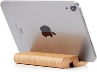 FadyDail Bambusz Tablet Tartó - Univerzális Mobiltelefon Állvány Kettős Nyílással, Kompatibilis iPad, iPhone és Minden Okostelefonnal, 12,9" 5