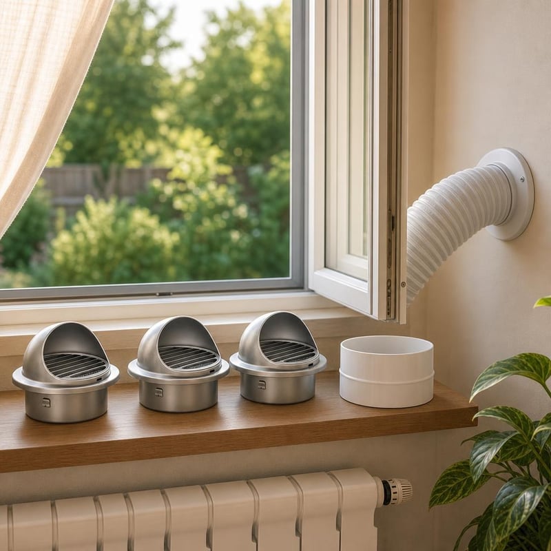 Szúnyogmentes szellőzőcsomag: 150 mm csatlakozó + 3 db rozsdamentes rovarhálós szellőzőrács