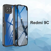 Xiaomi Redmi 9C / 9C NFC / 10A 360 fokos átlátszó védőtok beépített kijelzővédővel, fekete 7