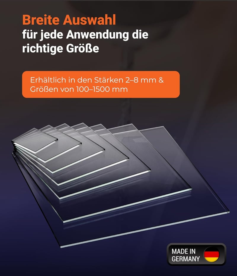 EH Design GmbH Akril Plexi Üveglap 30x30 cm - UV Védelemmel, Törésálló, Átlátszó, 2 mm Vastag, Dekorációhoz és Kijelzőkhöz