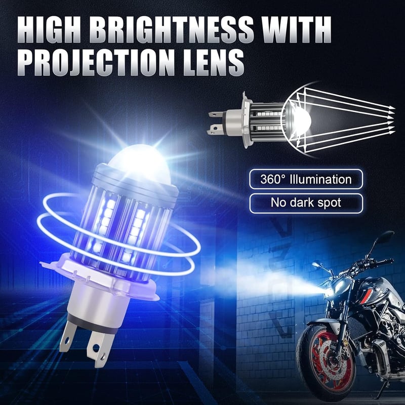 SUPAREE H4 LED motorkerékpár fényszóró, 3300LM, 6000K fehér-kék, HS1 kompatibilis