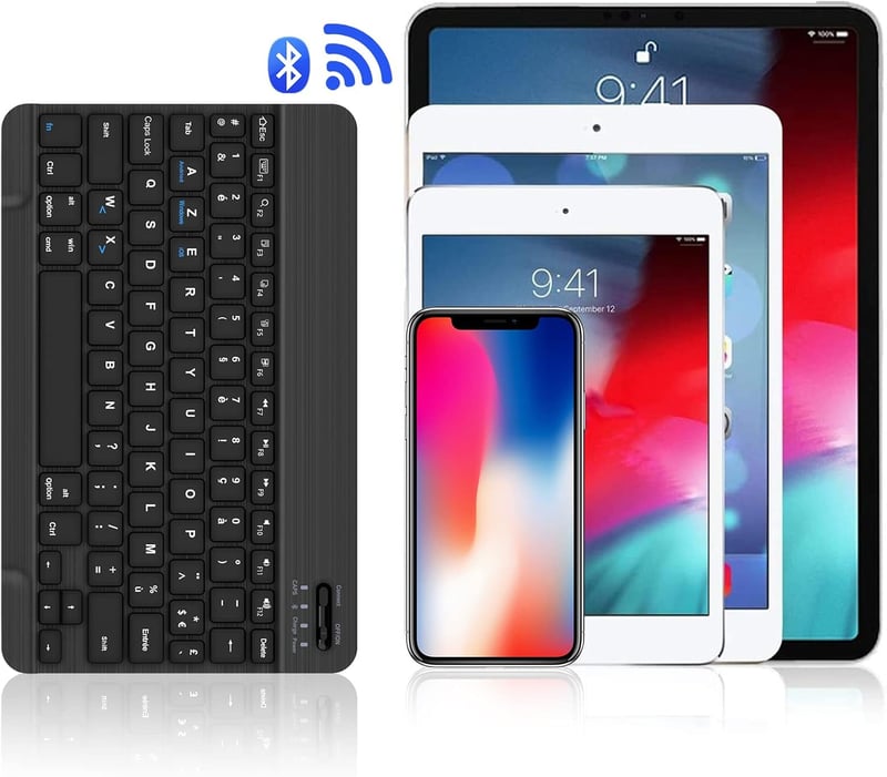 SENGBIRCH Vezeték Nélküli Bluetooth Billentyűzet AZERTY Francia Kiosztással - Ultravékony, iOS, iPad, Android, Samsung, Xiaomi Kompatibilis,