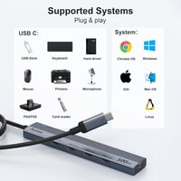 Aceele USB 3.0 Hub 4 portos, MacBook/iMac/Windows laptop kompatibilis, 1,2m kábel 7