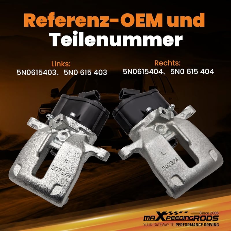 maXpeedingrods Hátsó Féknyereg Szett VW Passat 3C B6 CC, Tiguan 5N, Sharan 7N és Audi Q3 Modellekhez - Bal 5N0615403 Jobb 5N0615404