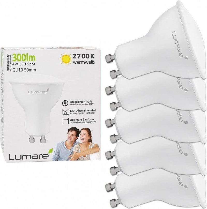 Lumare GU10 LED Spot 4W, Meleg Fehér, 5db - Energiatakarékos, 35W-os Helyettesítő