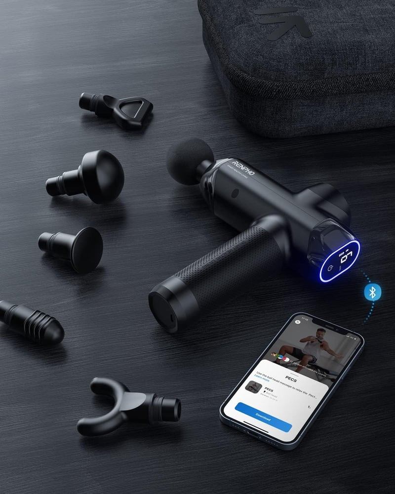 RENPHO Bluetooth Masszázspisztoly Applikációval, 2500mAh Akkumulátorral