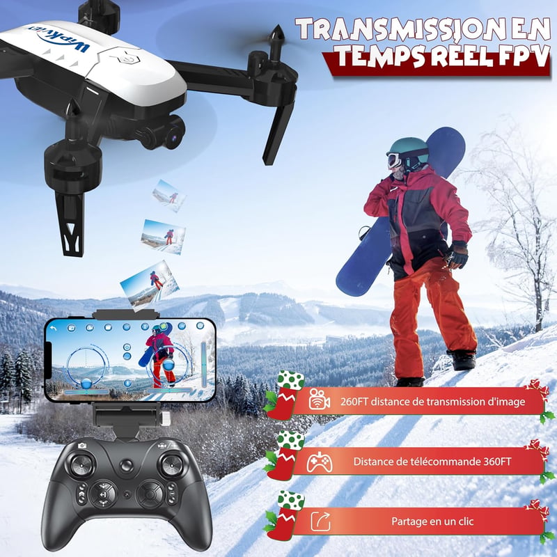 Wipkviey T6 Drón 1080P HD Kamerával - Könnyű, 100g-os WiFi Quadkopter, Fehér Színben, Beépített Akkumulátorral, MP4/MOV Videórögzítés