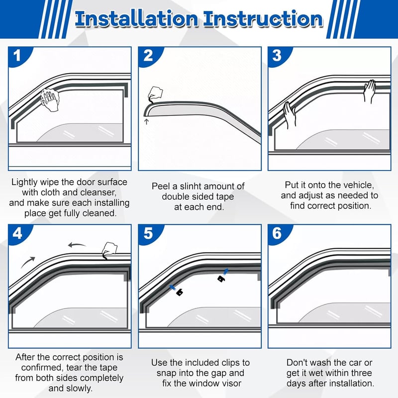 ZWPARTS Szélterelő Készlet VW T5 T6 Modellekhez - 2db Fekete Öntapadós Ablak Légterelő, Eső és Szélvédő, Klipsszel Rögzíthető Oldalsó Ablako