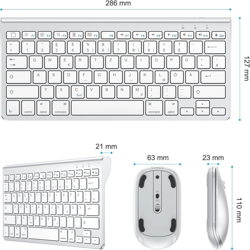 OMOTON Bluetooth Billentyűzet Mac-hez, Olasz Kiosztás, Numerikus Billentyűzet, MacBook Air/Pro/iMac Kompatibilis, Fehér