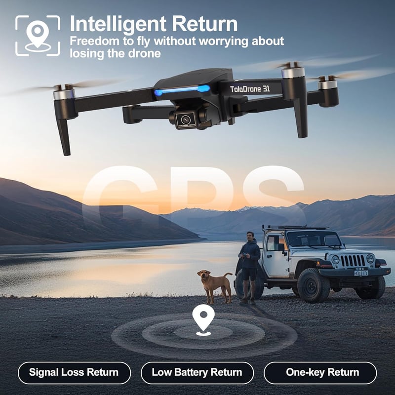 Toladrone TD31GPS GPS Drón 4K Kamerával - 5G FPV Átvitel, Kefementes Motor, Automatikus Visszatérés Funkció, Kezdőknek és Haladóknak