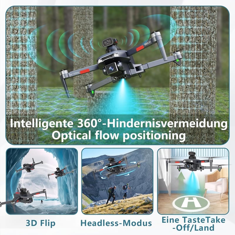 TTROARDS 31P Összecsukható Drón 4K Kamerával - 360° Akadályérzékelés, 5G WiFi, 40 km/h, Kefenélküli Motor, 30 Perces Repülési Idő, 2 Akkumul