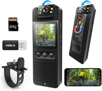 Bextgoo Testkamera 64GB Memóriakártyával - 1080P FHD Akciókamera Színes Éjjellátással, 16MP Fotók, Mágneses Klip és Kerékpártartó, Sisak Vid 1