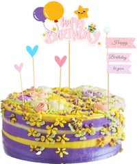 Koboko Szülinapi Tortadísz Szett - Rózsaszín Happy Birthday Felirattal, Szívecskés Zászlókkal - Fiúknak és Lányoknak - Gyerek Születésnapi T 1