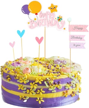 Koboko Set ukrasa za rođendansku tortu - Ružičasti natpis "Happy Birthday", zastavice u obliku srca - Za dječake i djevojčice - Dječji rođendan T