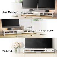 Fenge Dupla Monitor Állvány - 108 cm Széles Számítógép Képernyőtartó PC/Laptop/Nyomtató/TV-hez, Íróasztal Rendszerező, 45 kg Teherbírás, Feh 6