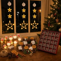 Božićna čarolija: 3x LED zvijezde + DIY vijenac + 10 LED lampica + 24 metalne mozgalice 1