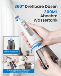 RENPHO vezeték nélküli szájzuhany 4 móddal, 300ml tartállyal, IPX7 vízálló 5