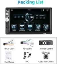 Podofo 1 DIN Autórádió 7" Érintőkijelzővel - Apple CarPlay és Android Auto Támogatás, Bluetooth Kihangosító, FM Rádió, Tolatókamera 7