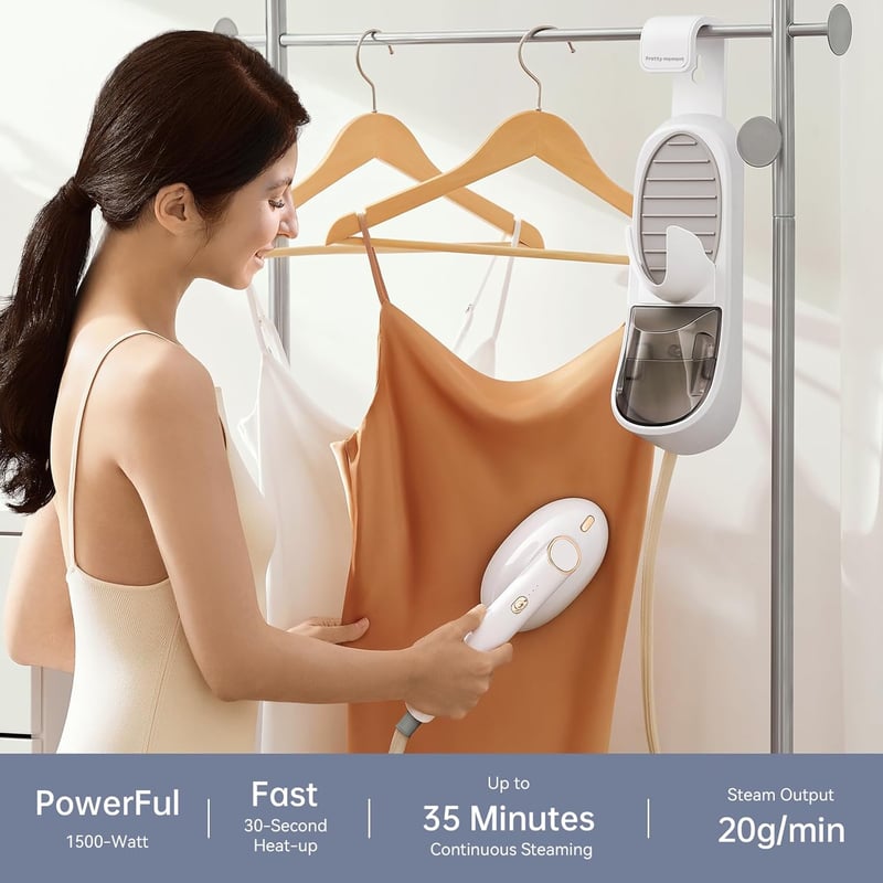 Pretty moment Gőzölős Vasaló 1500W - Otthoni és Irodai Használatra, Fehér, 400ml Kivehető Víztartály, 3 Gőzölési Mód, Minden Szövettípushoz