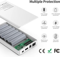 Melasta 12V 5200mAh 60W Lítium-ion Powerbank Külső Akkumulátor - 12V/9V DC és 5V USB Kimenettel LED Szalaghoz, CCTV Kamerához - Fehér 4