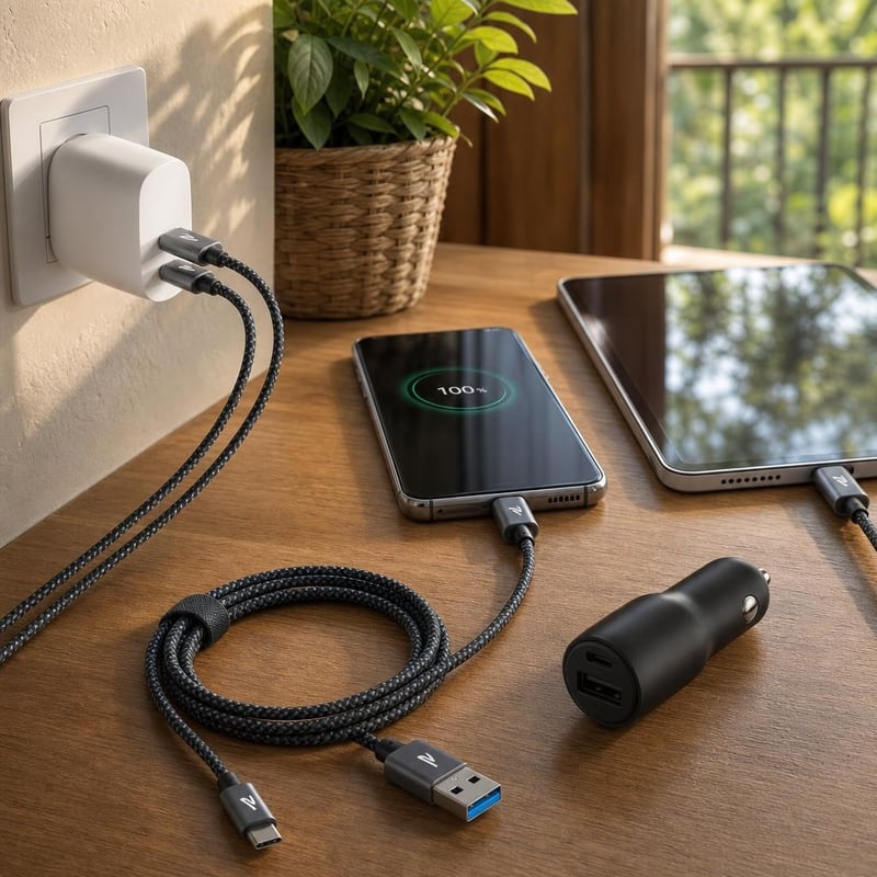 Pachet Încărcare Travel: 1x Cablu USB-C 1m + Încărcător perete 60W + Încărcător auto 42W