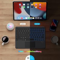 Emetok 7 színű háttérvilágítású német QWERTZ Bluetooth billentyűzet trackpaddal iPad-hez 2
