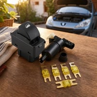 Beragadt ablak szabadító: Peugeot ablakemelő kapcsoló + szélvédőmosó pumpa + 6 db 20A ANL biztosíték 1