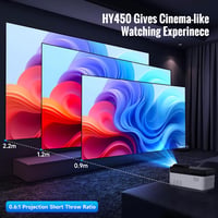 Alwtniet HY450 Android Okos Projektor 1080P Natív Felbontás 700 ANSI Lumen Ultra Rövid Vetítési Távolság WiFi6 Automatikus Képigazítás 2+32G 3