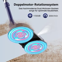 SUNSMAI Vezeték Nélküli Elektromos Felmosó LED Világítással, Permetező Funkcióval, 300ml Víztartállyal, Kivehető Akkumulátorral, Dupla Forgó 2