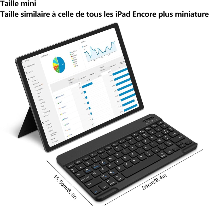 SENGBIRCH Vezeték Nélküli Bluetooth Billentyűzet AZERTY Francia Kiosztással - Ultravékony, iOS, iPad, Android, Samsung, Xiaomi Kompatibilis,