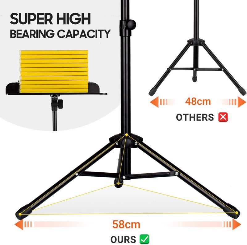CAHAYA 2 az 1-ben összecsukható fém kottaállvány, fekete