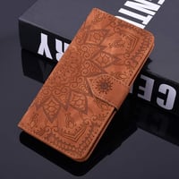 Samsung Galaxy A35 5G Mandala Mintás Piros Bőr Flip Tok Kártyatartóval 6